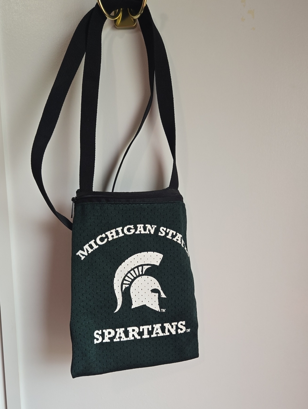 Michigan State Spartans Dark Green Crossbody Bag with White Logo